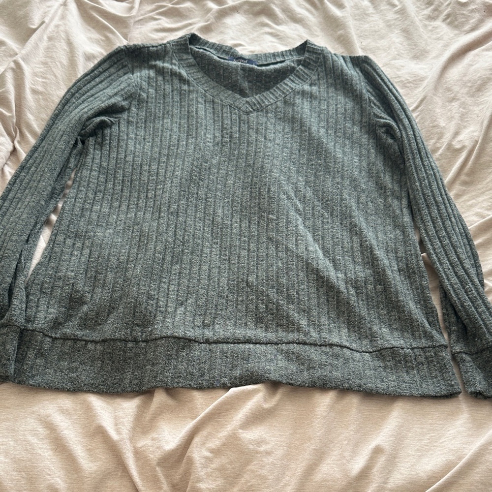Classic Gray V-Neck Sweater for Women